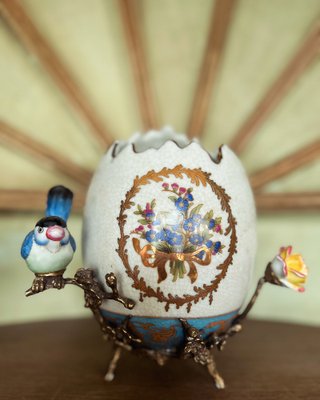 Ciotola di Pasqua Ciotola decorativa in ceramica bianco d'uovo coniglio dorato 2pz