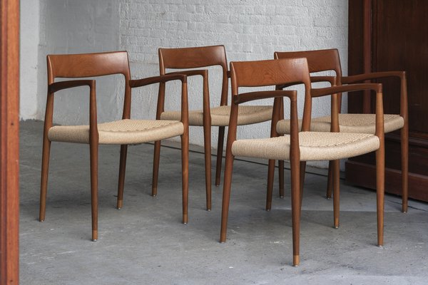 Model 57 Dining Chairs by Niels O. Moller for J.L. Mollers Denmark 1960s Set of 4