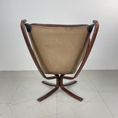 Vintage Winged Leather High Backed Falcon Chair by Sigurd