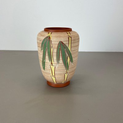 Colorful Abstract Bamboo Ceramic Pottery Vase by Eiwa Ceramics, Germany,  1960s