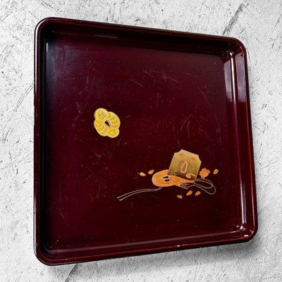 Taishō Era Wooden Lacquerware Maki-E Tray, Japan, 1920s for sale