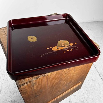 Taishō Era Wooden Lacquerware Maki-E Tray, Japan, 1920s for sale