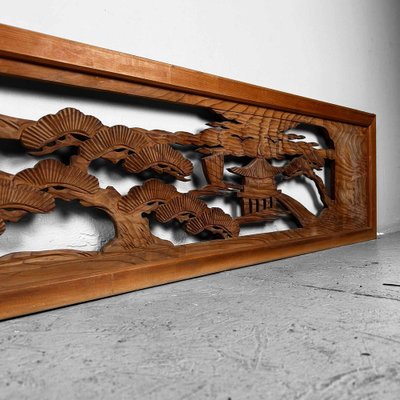 Shōwa Era Ranma Temple Wall Decoration in Wood, Japan, 1960s for
