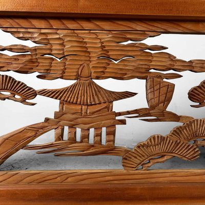 Shōwa Era Ranma Temple Wall Decoration in Wood, Japan, 1960s for