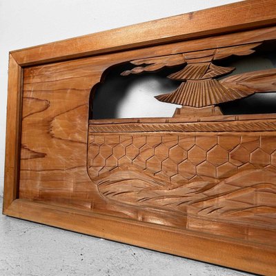 Shōwa Era Ranma Temple Wall Decoration in Wood, Japan, 1960s for