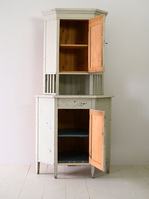 White corner clearance hutch cabinet