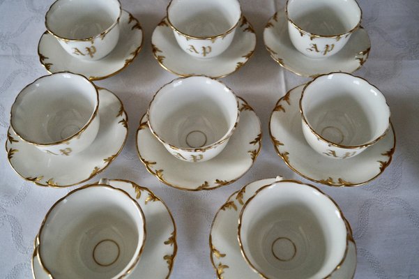 Antique French Porcelain Coffee Tea Set, 1865, Set of 13 for sale