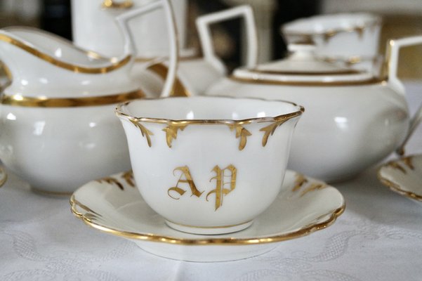 Antique French Porcelain Coffee Tea Set, 1865, Set of 13 for sale