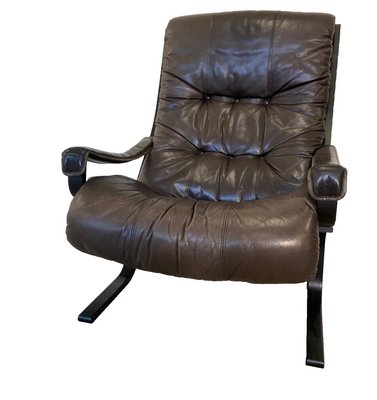 Set of Vintage Mid-Century Leather Lounge Chair & Ottoman by Set of Vintage Mid-Century Leather Lounge Chair & Ottoman by