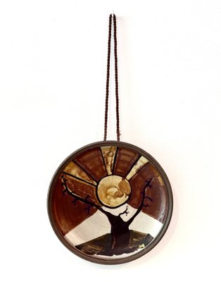 Large Studio Ceramic Art Wall Plate with Abstracted Landscape