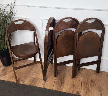 Mid Century B 751 Folding Chairs in Wood from Thonet 1960s Set