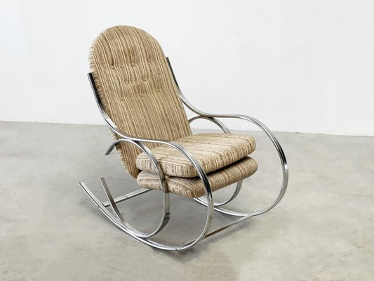 Upholstered Chrome Rocking Chair 1970s