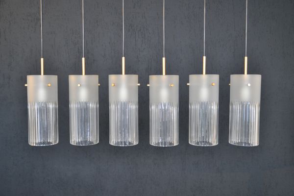 mid century glass pendant light