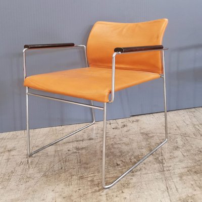 その他 HAMAMOTO CHAIR VINTAGE Jano Chairs in Cognac Leather with Wooden Armrests by