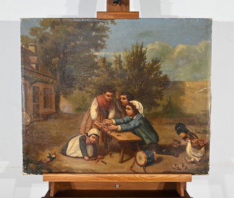 Artista francese, Giochi per bambini, XIX secolo, Olio su tela in