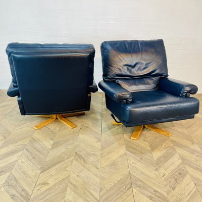 Navy blue leather chair and ottoman deals