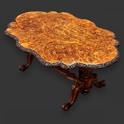 Victorian Burr Walnut Shaped Coffee Table 1860