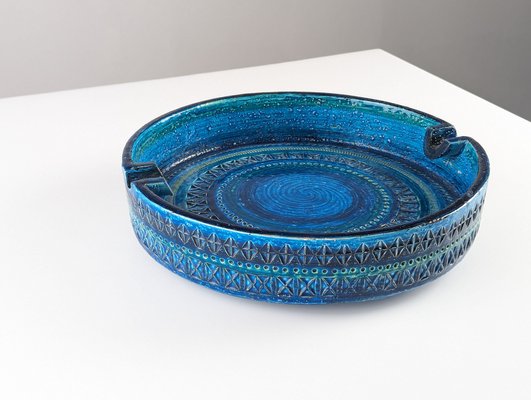 Large Blue Ceramic Ashtray by Aldo Londi for Bitossi, 1950s for
