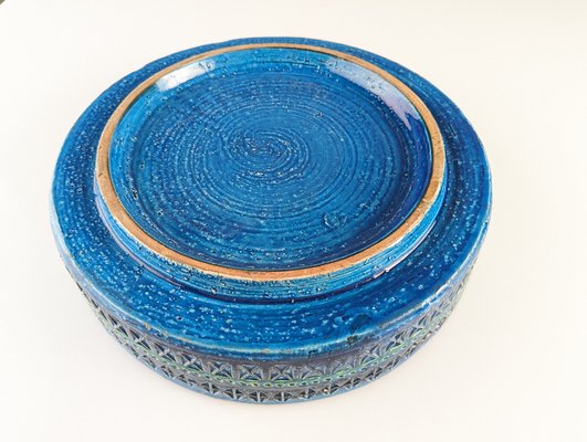 Large Blue Ceramic Ashtray by Aldo Londi for Bitossi, 1950s for