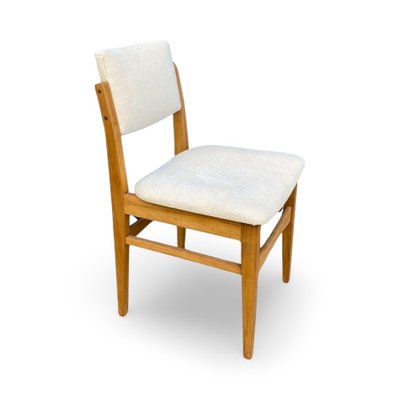 Mid Century Scandinavian Off White Fabric Dining Chairs 1960s