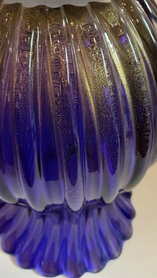 Blue Glass Vase with Gold Inclusion of Archimedes Seguso