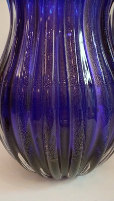 MURANO ARCHIMEDE SEGUSO ムラノ ブルー グラス Blue Glass Vase with Gold Inclusion of Archimedes Seguso