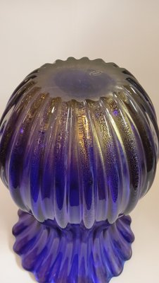 Blue Glass Vase with Gold Inclusion of Archimedes Seguso