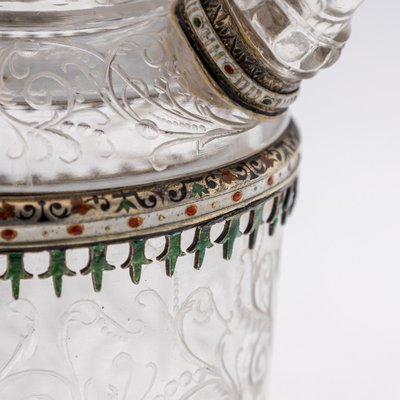 Antique 19th Century Austrian Silver, Enamel & Rock Crystal