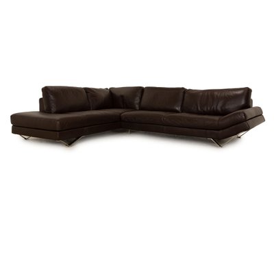Releve Leather Corner Sofa in Dark Brown from Natuzzi for sale at