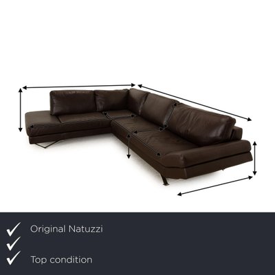 Releve Leather Corner Sofa in Dark Brown from Natuzzi for sale at