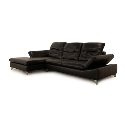 Leather Corner Sofa in Black from Willi Schillig for sale at Pamono