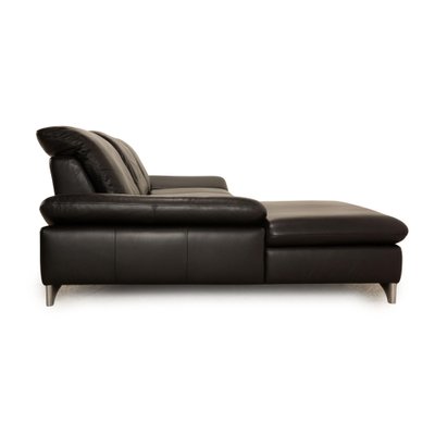 Black leather corner lounge sales