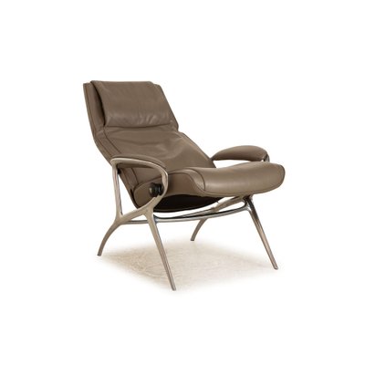 James Leather Armchair in Taupe Gray with Stool from Stressless