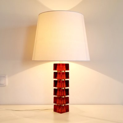 Lampe à suspension en laiton et verre de Carl Fagerlund pour Orrefors