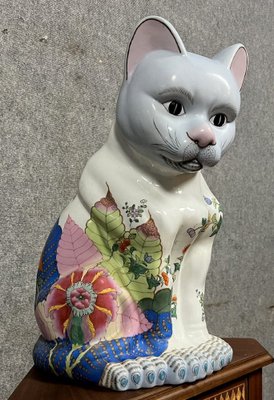 Late 20th Century Chinese Porcelain Sculpture Representing a Cat