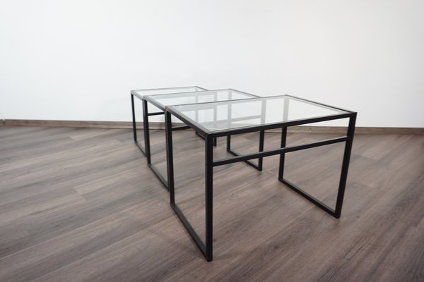 Ikea glass 2024 nesting coffee table