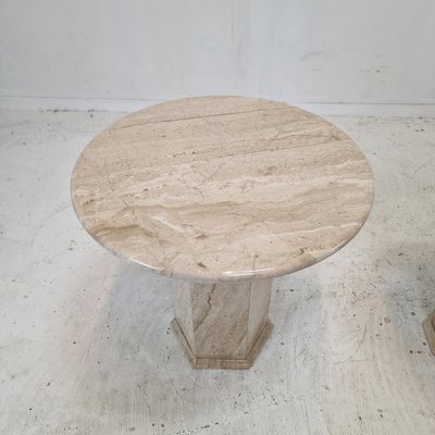 Vintage Italian Travertine Side Tables, 1980s, Set of 2 for sale