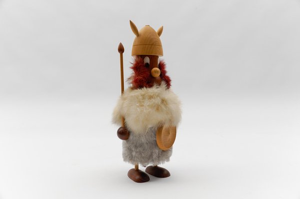 Vintage Scandinavian Wooden Vikings, 1950s, Set of 6 for sale at