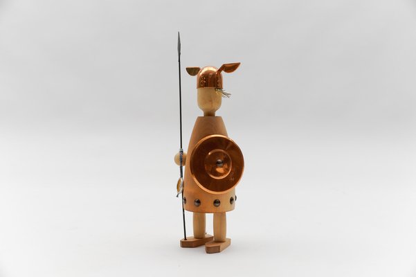 Vintage Scandinavian Wooden Vikings, 1950s, Set of 6 for sale at