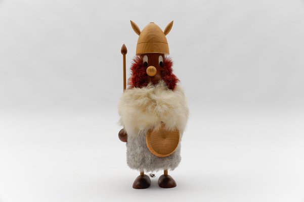 Vintage Scandinavian Wooden Vikings, 1950s, Set of 6 for sale at
