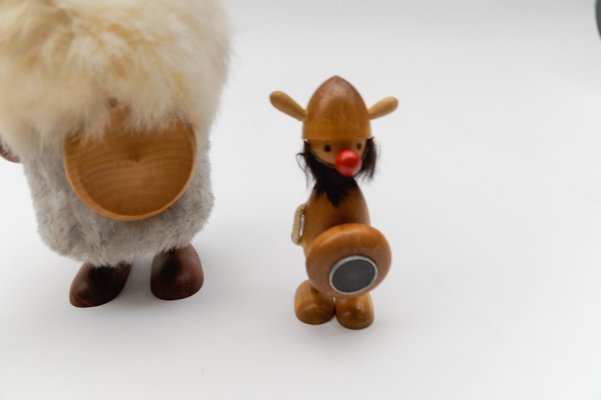 Vintage Scandinavian Wooden Vikings, 1950s, Set of 6 for sale at