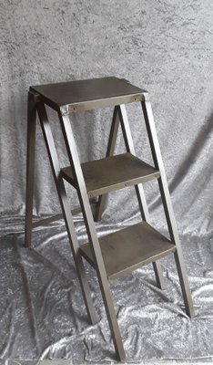 Vintage Industrial Step Ladder in Metal 1950s