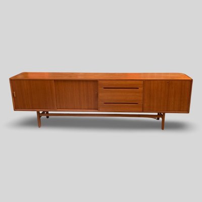 Danish Teak Wood Long Mid Century Buffet Sideboard 60s Fully Restored