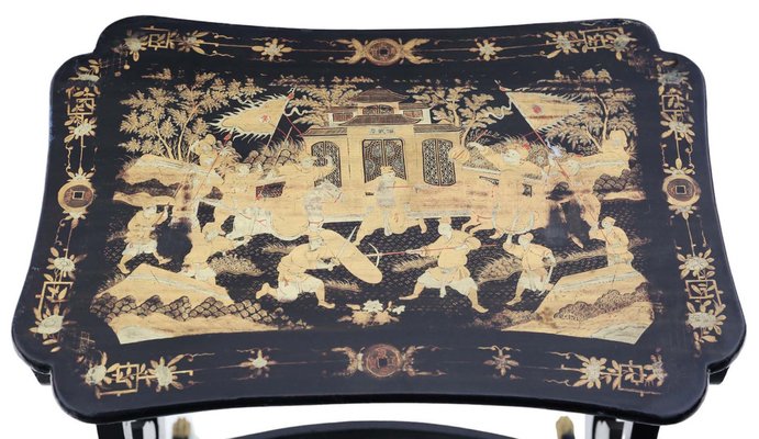 19th Century Chinese Boulle-Work Black Lacquer Nesting Tables, Set