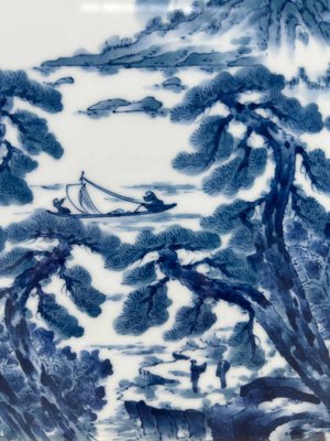 Shōwa Period Japanese Landscape Porcelain Sometsuke by Genemon