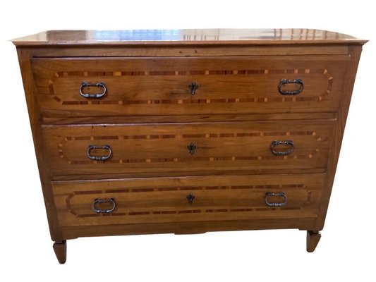 18th Century Louis XVI Northern Italian Dresser in Walnut Inlaid