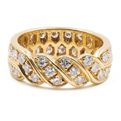 Bague Eternelle Vintage en Or Jaune 18k avec Diamants 1970s