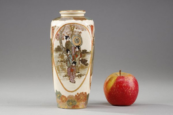 Vase Satsuma Japonais Vintage - Céramique Décorative - Pièce De Collection Ancienne