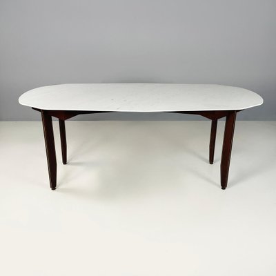 Mid-Century Italian Modern Dining Table in Marble, Wood and Bass