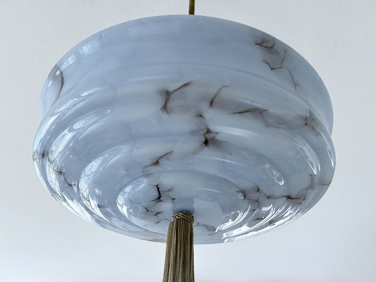 Art Deco Pendant Light in Blue Glass 1930s for sale at Pamono